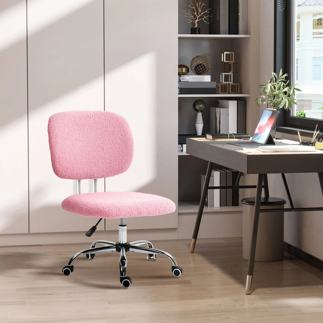 Vinsetto Teddy Fleece Armless Office Chair - Pink