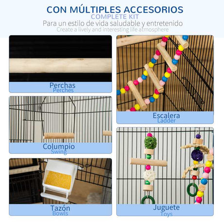 PawHut Bird Cage for Budgies, Finches, Canaries w/ Accessories, Toys, Tray