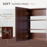 kleankin Double Door Bathroom Mirror Cabinet, Wall Mounted Bathroom Storage Cabinet, Soft Closing, 63L x 60Hcm