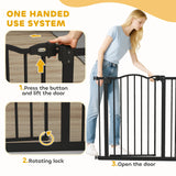 PawHut Metal 74-87cm Adjustable Pet Gate Safety Barrier w/ Auto-Close Door Black