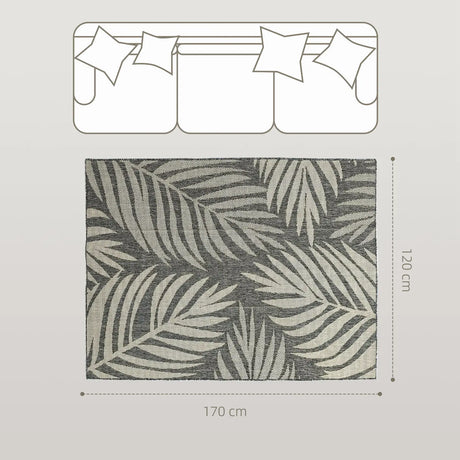 HOMCOM UV Resistant Indoor & Outdoor Area Rug, Easy-Cleaning Machine Washable Rug for Patio, Garden, Kitchen, Bathroom or Living Room, 170 x 120 cm, Grey