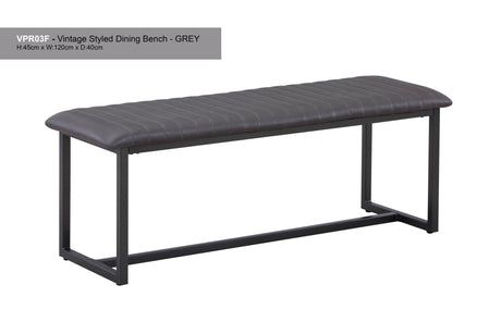 Vintage Styled Grey PU Leather Dining Bench