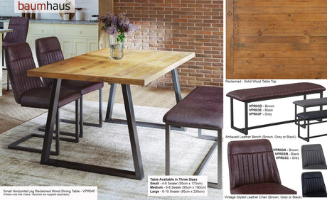 Urban Elegance - Reclaimed Table SMALL (Horizontal Leg / 95cm x 170cm top) 4-6 seater