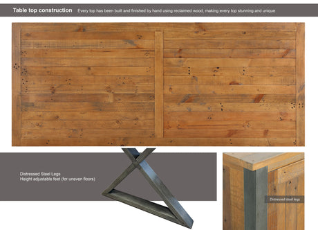 Urban Elegance - Reclaimed Table SMALL (Horizontal Leg / 95cm x 170cm top) 4-6 seater