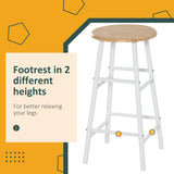 HOMCOM Bar Table Set, Bar Table and Stools Set, Footrest and Storage Shelf, for Kitchen, Dining Room, Pub, Cafe, White and Oak