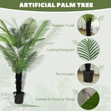 HOMCOM 175cm Artificial Areca Palm Tree with 16 PE Leaves, Decorative Artificial Plant with Plastic Pot and Flocked Soil, Fake Plant for Home Office Decor, Green