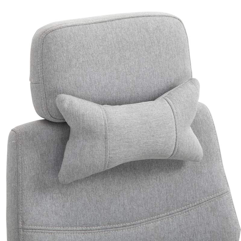 Vinsetto Office Chair, Ergonomic Desk Chair, High Back Fabric Work Chair with 160° Reclining Backrest, Retractable Footrest, Neck and Lumbar Pillow for Home and Study, Grey