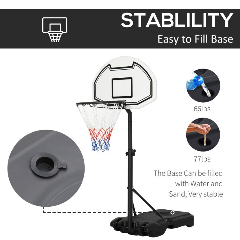 HOMCOM Portable Basketball Stand 94-123cm Basket Height Adjustable Hoop For Adults Suitable for Pool Side