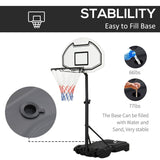 HOMCOM Portable Basketball Stand 94-123cm Basket Height Adjustable Hoop For Adults Suitable for Pool Side