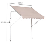 Outsunny 2x1.5m  Adjustable Outdoor Aluminium Frame Awning Beige