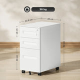 Vinsetto Three-Drawer Steel Filing Cabinet - White