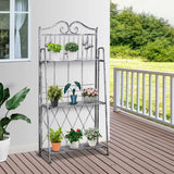 Outsunny Indoor Outdoor Freestanding 3-Tier Garden Plant Stand Metal Flower Display Rack for Potted Plants Balcony Décor 44L x 25W x 96H cm