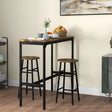 HOMCOM 3 Piece Bar Table Set with 2 Stools, Industrial Bar Table and Stool Set, Dining Table and Chair Set, Rustic Brown