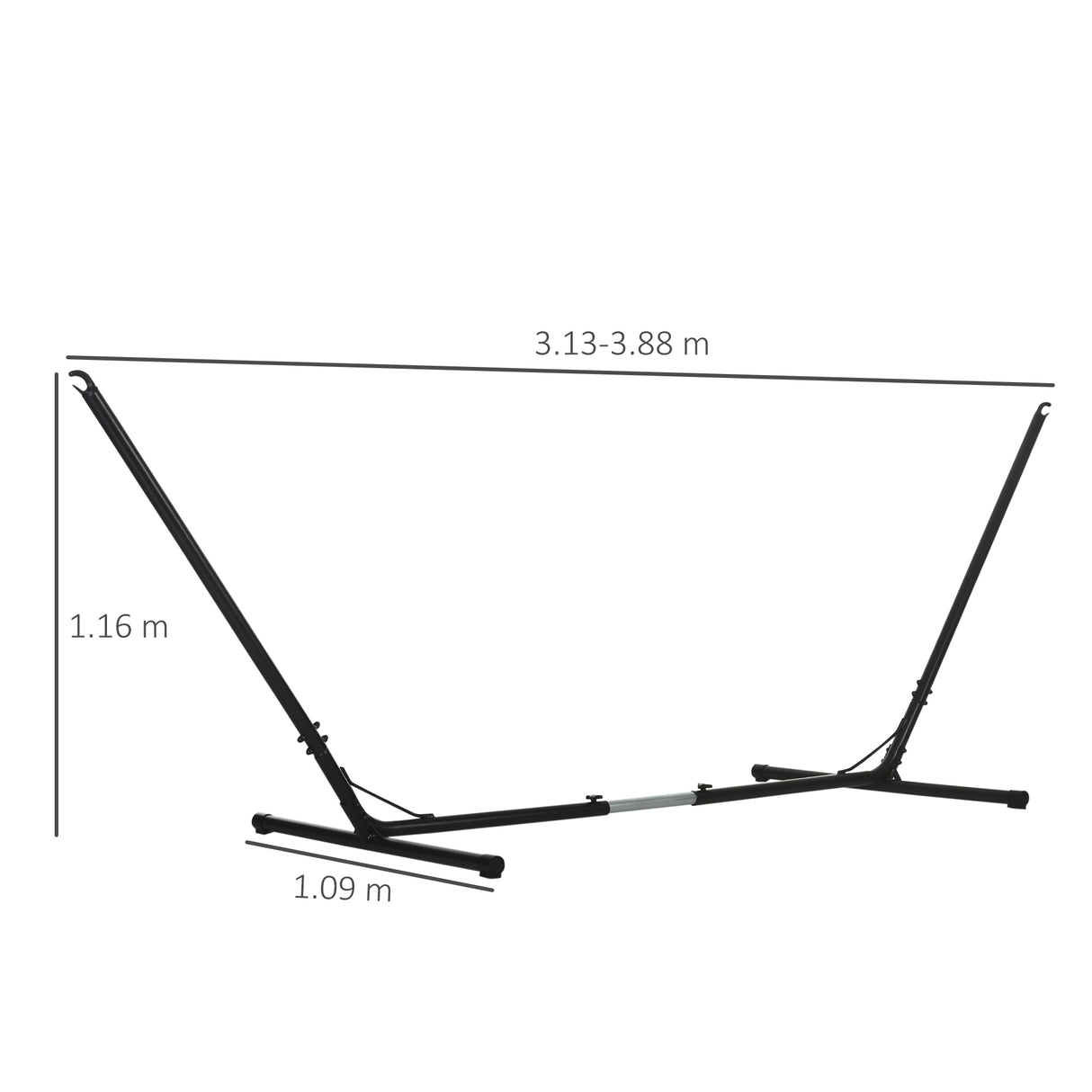 Outsunny 3.13.8m Adjustable Universal Hammock Stand Metal Frame Garden Camping Picnic Outdoor Patio Replacement  Stand Only