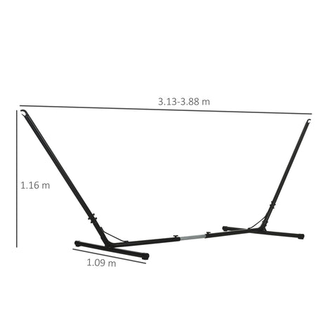 Outsunny 3.13.8m Adjustable Universal Hammock Stand Metal Frame Garden Camping Picnic Outdoor Patio Replacement  Stand Only