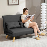 HOMCOM Two-Seater Linen-Look Sofa Bed - Charcoal Grey