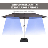 Outsunny 4.6m Garden Parasol Double-Sided Sun Umbrella Patio Market Shelter Canopy Shade with Weight Base, Grey