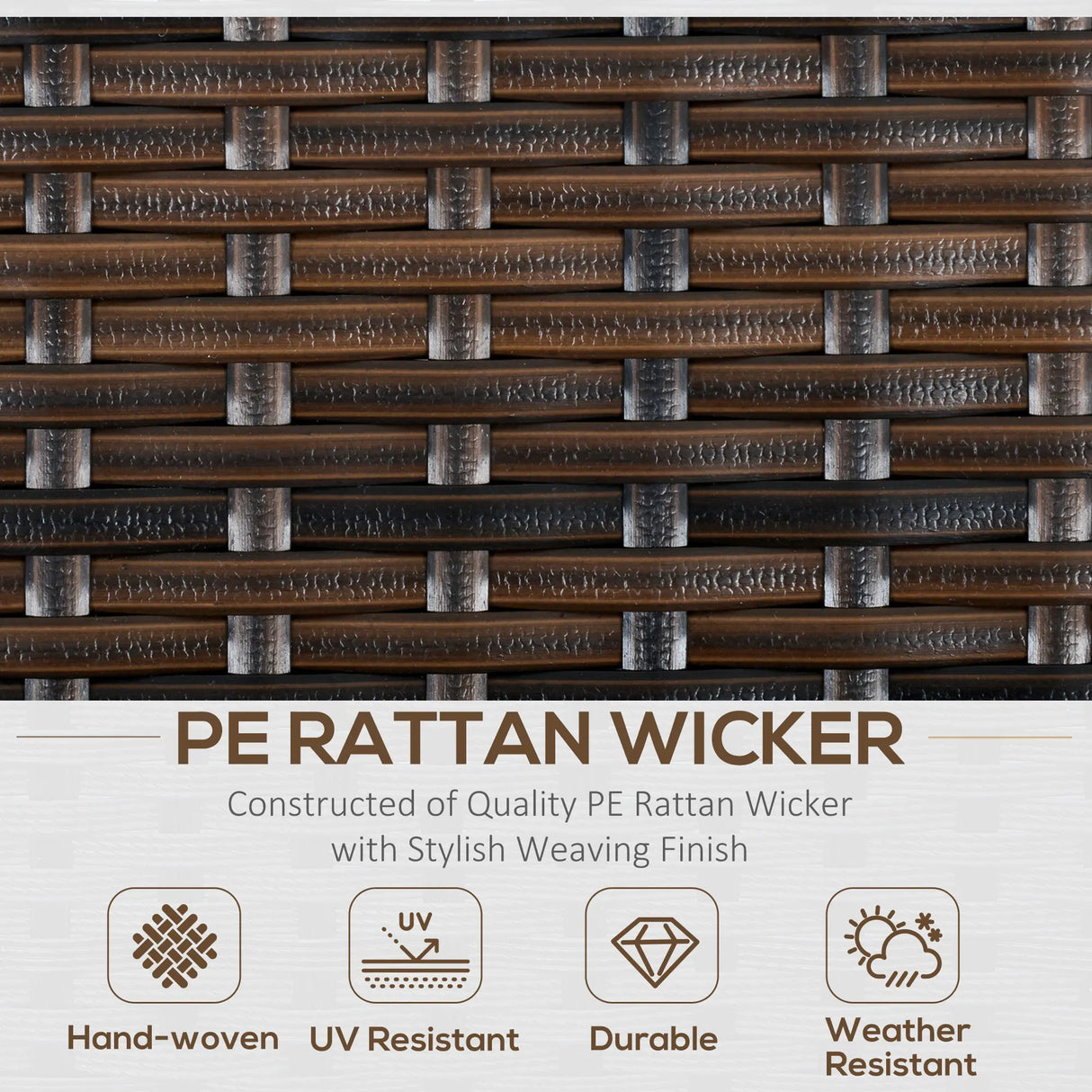 Outsunny Six-Piece Rattan Sofa Set, with Glass-Top Table - Mixed Brown