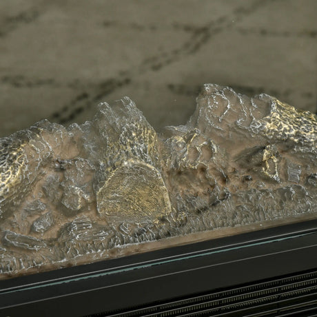 HOMCOM 180 Charming Electric Fireplace Heater, Quiet Freestanding Stove with LED Flame Effect, Level-less Temperature Control, Overheating Protection, 1000W/2000W, Black