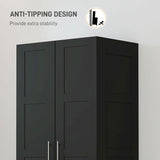 HOMCOM Double Paneled Door Wardrobe, with Shelves - Black