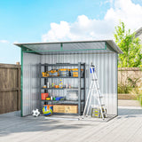 Outsunny 8.5 x 4ft Metal Shed with Lightsky Panels, Garden Storage Tool House with Double Doors for Garden, Patio and Lawn, Green