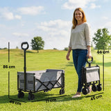 Outsunny 60L Foldable Festival Trolley on Wheels, Collapsible Wagon Cart with Drop-Down Tailgate, Adjustable Handle, Grey