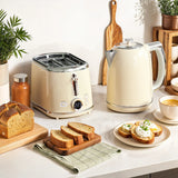 HOMCOM Polished Retro 40-100C Kettle and Toaster Set - Cream