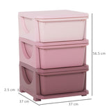 HOMCOM 3 Drawers Plastic Storage Units, 3 Tier Kids Storage Units, Children Toy Chest for Nursery, Playroom, Bedroom, Pink