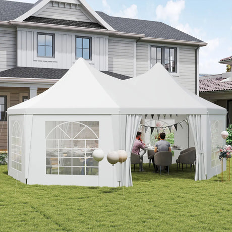 Outsunny 6.8 x 5m Octagonal Marquee Gazebo - White