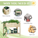 Outsunny Wooden Raised Plant Stand Outdoor Flower Bed Box with Clapboard 100 x 40 x 84cm