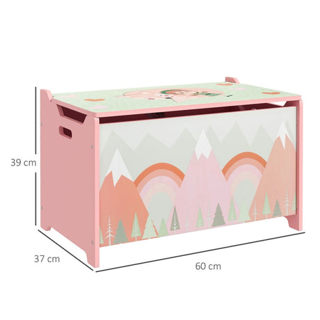 ZONEKIZ Toy Box, Kids Storage Chest, with Lid, Safety Hinge - Pink