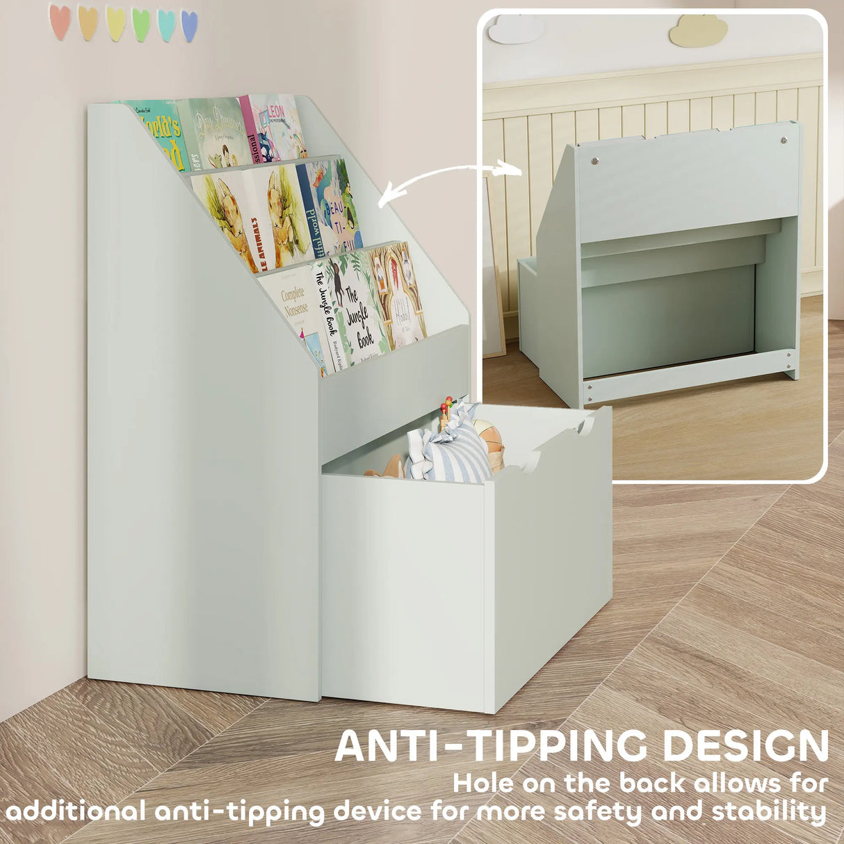 AIYAPLAY Bookcase for Kids with Shelves, Drawer, Bookcase for Bedroom, Playroom, Green