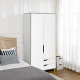 HOMCOM Wardrobe with 2 Doors, 2 Drawers, Hanging Rail, Shelves for Bedroom Clothes Storage Organiser, 89x50x185cm, White