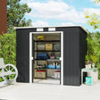 Outsunny 7 x 4ft Galvanised Steel Garden Shed, with Foundation Kit - Dark Grey
