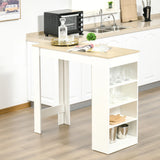 HOMCOM Bar Table, Dining Table with 4-Tier Storage Shelf for Breakfast Bar, Kitchen, Dining Room, Living Room, Natural