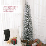 HOMCOM 6ft Artificial Snowy Pencil Christmas Tree - White