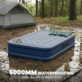 Outsunny Inflatable Mattress, Double Air Bed with Built-in Electric Pump, 3 Mins Inflation, Flocked Surface, Grey