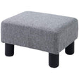 HOMCOM Linen Fabric Footstool Ottoman Cube with 4 Plastic Legs, Grey