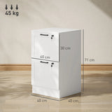 HOMCOM 2 Drawer Filing Cabinet with Lock, Office Storage Cabinet with Adjustable Hanging Bars for A4 Letter Size Files, White
