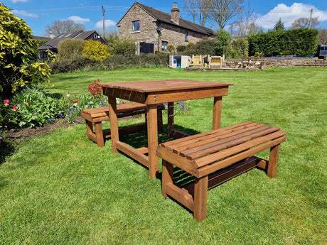 VALLEY CONTEMPORARY TABLE AND BACKLESS BENCH SET - SITS 4