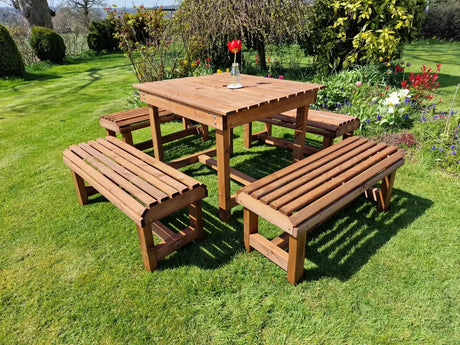 VALLEY CONTEMPORARY TABLE AND BACKLESS BENCH SET - SITS 8