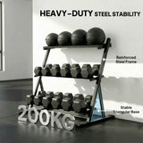 SPORTNOW 3-Tier Adjustable Dumbbell Rack, Heavy-Duty Weight Rack for Dumbbells, Kettlebells and Multiple Balls, Space-Saving Weight Storage Stand for Home Gym, 200 KG Capacity