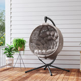 Outsunny Round Egg Basket Chair, with Steel Stand, Sand