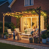 Outsunny 4 x 3 m Wooden Pergola Kit, Garden Pergola Gazebo Grape Trellis with Triangle Supports, 6 Beams, Maple Wood-effect