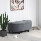 HOMCOM Velvet-Feel Half Circle Storage Ottoman - Dark Grey