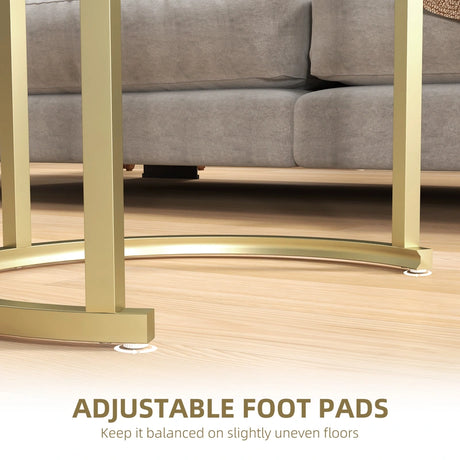 HOMCOM Marble-Effect Nest of Tables - Gold Tone/White