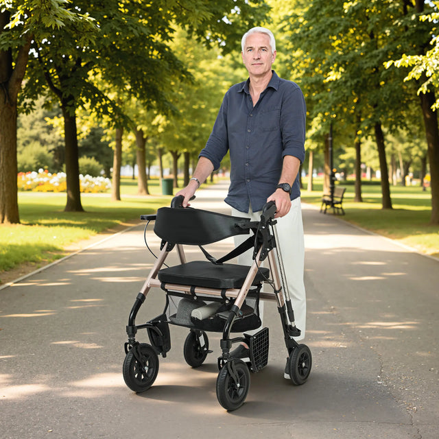 HOMCOM Rollator Walker Wheelchair, with Seat - Black
