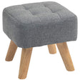 HOMCOM Linen-Look Square Padded Footstool - Grey