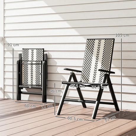 Outsunny Rattan Reclining Garden Chairs - Black