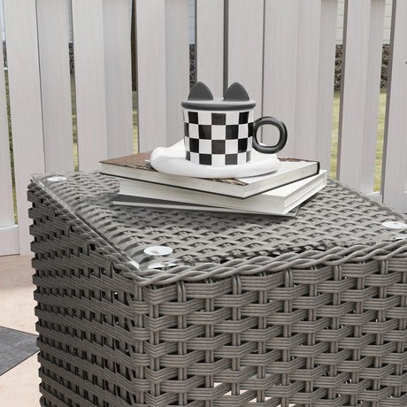Outsunny Three-Piece Super Padded Rattan Set - Light Grey